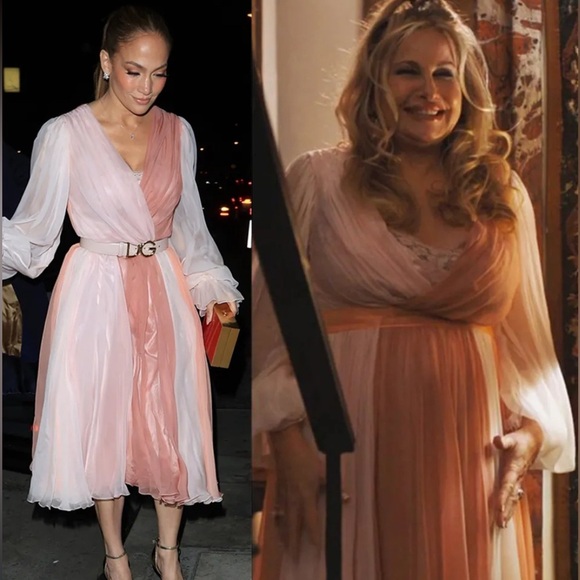 Dolce & Gabbana Two-tone Pleated Wrap Dress Pink Bow Midi Cocktail Puff Sleeve 6 - Picture 2 of 12